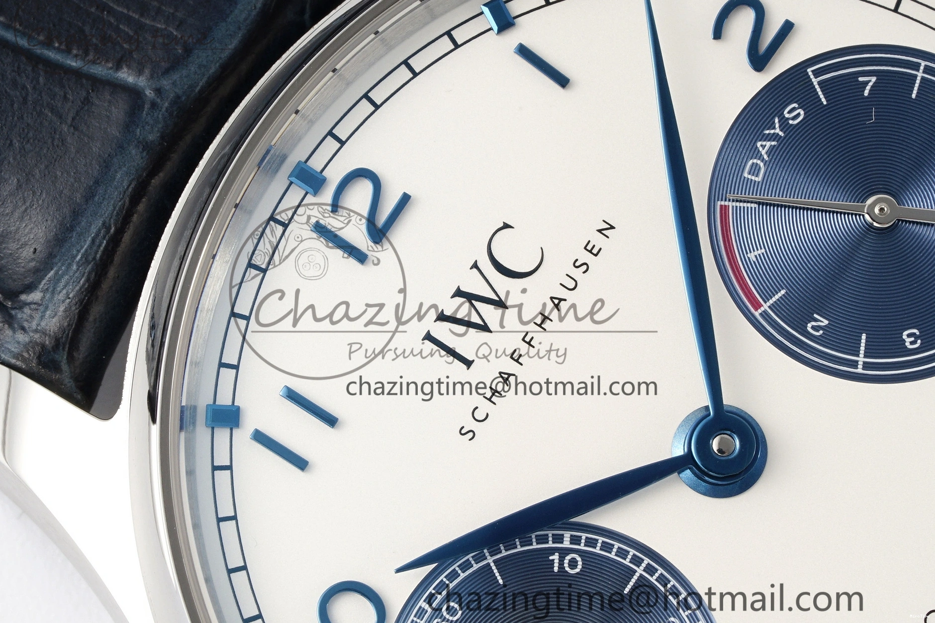 MIROTIME 0413 ZeroBulk Portuguese Real PR IW500715 SS AZF 1:1 Best Edition White Blue Dial on Blue Leather Strap A 7034